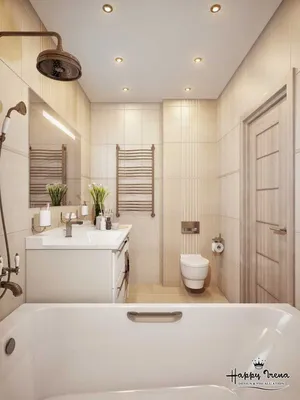 Современный дизайн прямоугольной ванной комнаты в HD качестве