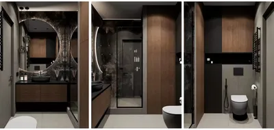 Фото современных ванных комнат с использованием черно-белой палитры