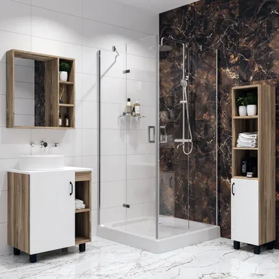 Дизайн узкой ванной комнаты с душевой кабиной фотографии