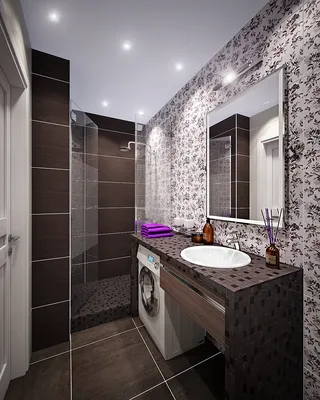 Изображение дизайна узкой ванной комнаты с душевой кабиной для вдохновения