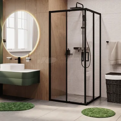 Изображение узкой ванной комнаты с душевой кабиной с функциональной планировкой