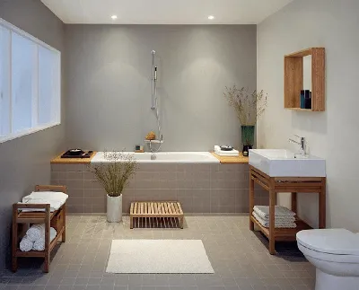 Современный дизайн ванной комнаты без плитки: скачать HD фото