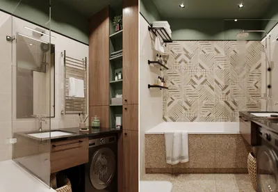 Альтернативные решения для дизайна ванной комнаты без плитки: фотоподборка
