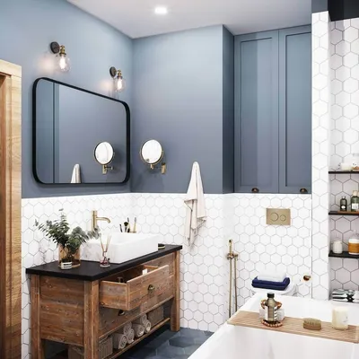 Современный дизайн ванной комнаты без плитки: изображения для скачивания
