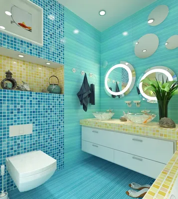 Изображение ванной комнаты в бирюзовом цвете