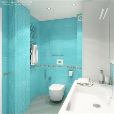 Фото ванной комнаты в бирюзовом цвете с современным дизайном