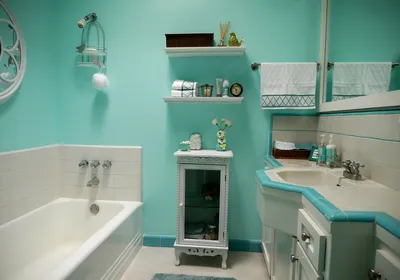 Новые фотографии дизайна ванной комнаты в бирюзовом цвете