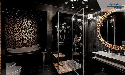 11) Дизайн ванной в черном цвете - фото в Full HD качестве