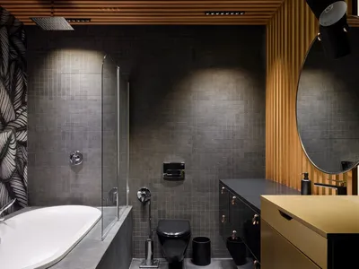 29) Фото дизайна ванной в черном цвете - выберите формат: JPG, PNG, WebP