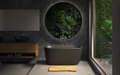 5) Уникальный дизайн ванной в черном цвете - скачать изображение в хорошем качестве