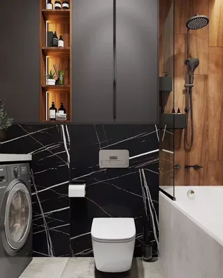 Фото ванной комнаты в черном цвете - категория: Ванная комната