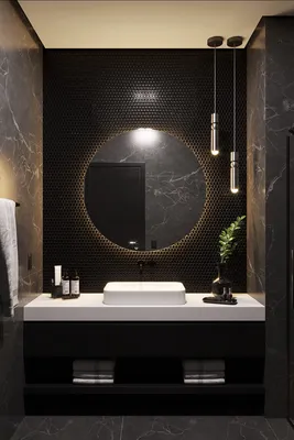 Арт ванной комнаты в черном цвете - категория: Ванная комната