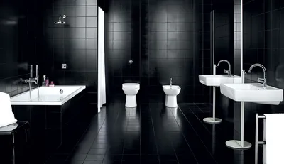 Full HD фото ванной комнаты в черном цвете - категория: Ванная комната