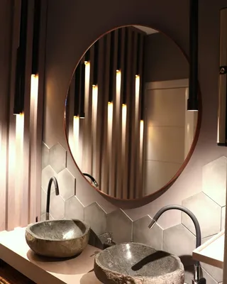 Современный дизайн зеркала в ванной комнате