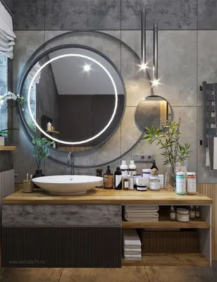 Картинки ванной комнаты с зеркалом и светильниками