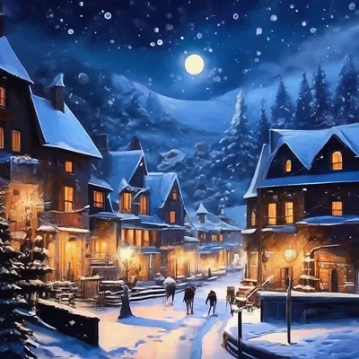 Картинки с зимней ночью в Full HD качестве