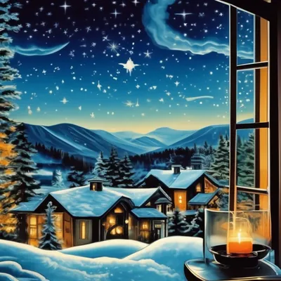 Красивые изображения Доброй зимней ночи в формате JPG, PNG, WebP