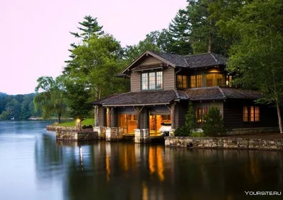 Фото дома на берегу озера - бесплатно в HD