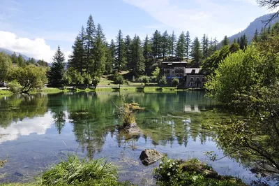 Скачать рисунок: изображение дома возле озера