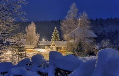 Фотография дома в деревне зимой