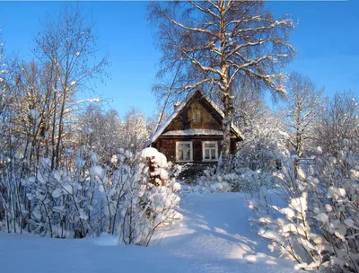 Зимняя сказка: домик в деревне