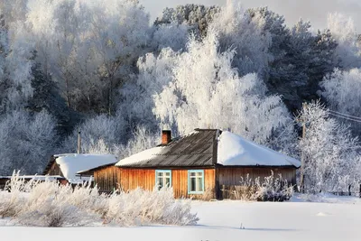 Зимний пейзаж с домом: JPG, PNG, WebP