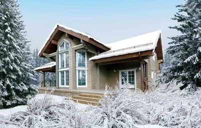 Зимний дом в лучах солнца: Фотография для скачивания
