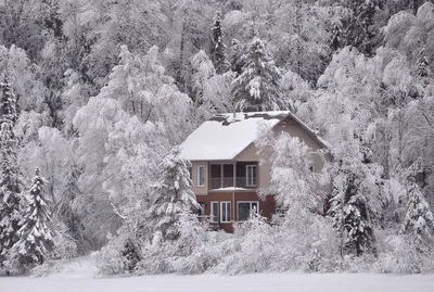 Снежная красота: Фотография зимнего дома для вашего выбора