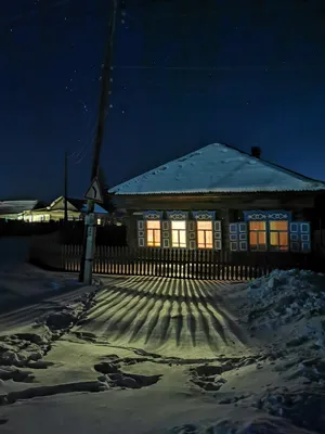 Снежная сказка: Фотка домика в деревне