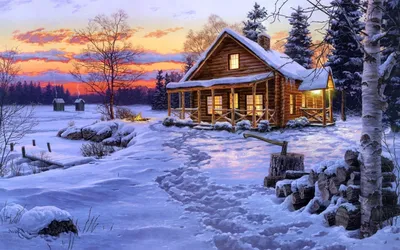 Деревенский уют: Фото дома в зимнем пейзаже