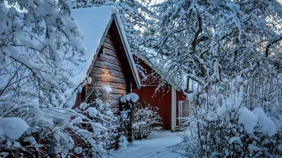 Зимний ретрит: Изображение домика в деревне зимой