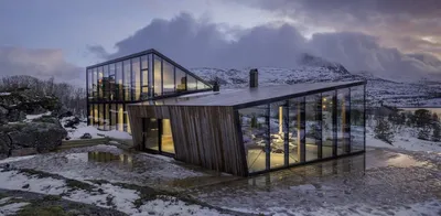 Зимний домик в горах: Фотография зимнего уюта и спокойствия