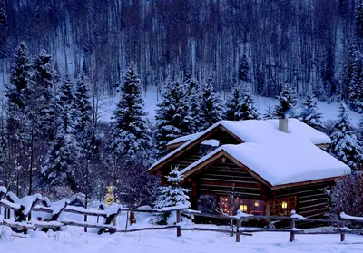 Уютный домик в зимней глуши: Изображение красоты природы