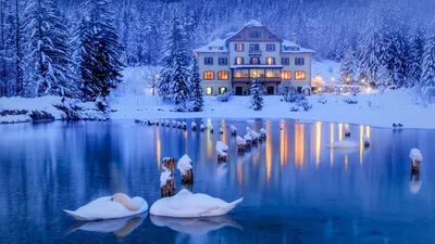 Фотка Домик в горах зимой: Снежная красота в высоком разрешении
