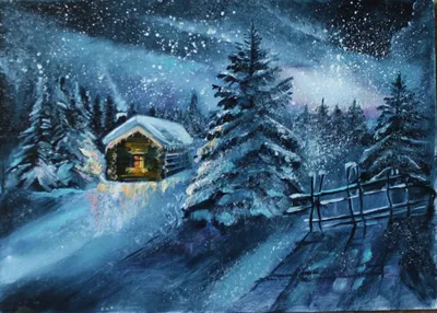 Снежная симфония: Изображение уединенного домика в зимнем лесу