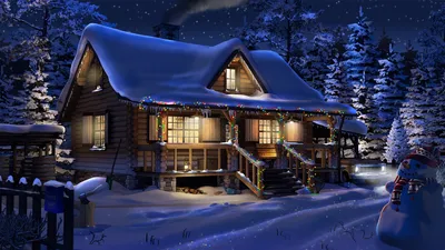 Зимнее волшебство: Фото уютного домика в заснеженной природе