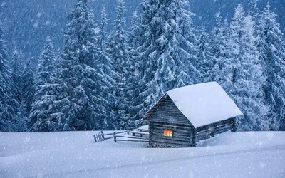 Морозные краски: Картинка зимнего домика с возможностью выбора размера