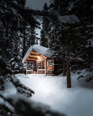 Зимняя красота: Домик в лесу на фото с форматами JPG, PNG, WebP