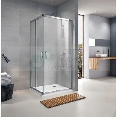 Современная ванная комната с душем без душевой кабины