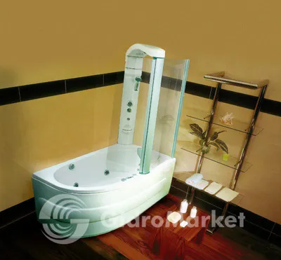 Фото душевой кабины в ванной с подвесными элементами