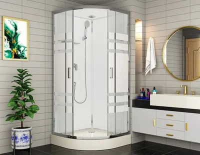 Душевая кабина в ванной: фото с эффектом зеркала