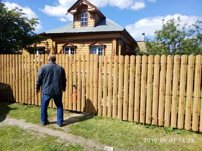 Фото евроштакетника под деревом в HD качестве