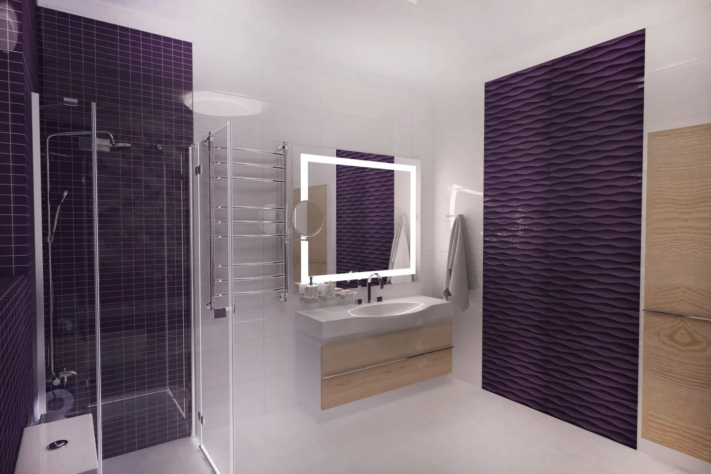 Пять оригинальных дизайн проектов сиреневой ванной комнаты