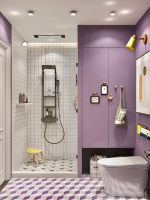 Фотк фиолетовой ванной комнаты
