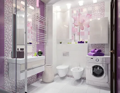 Фотография фиолетовой ванной комнаты
