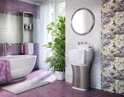 Арт фиолетовой ванной комнаты