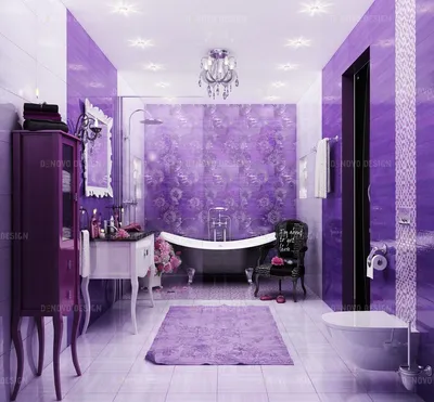 Фото ванной комнаты в фиолетовых тонах