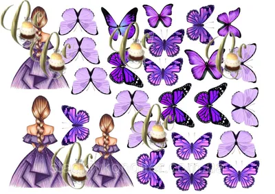 Картинка с фиолетовыми бабочками на заднем фоне