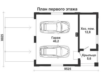 Изображение двойного гаража со всеми опциями загрузки