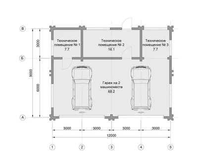 Изображение просторного гаража на 2 машины